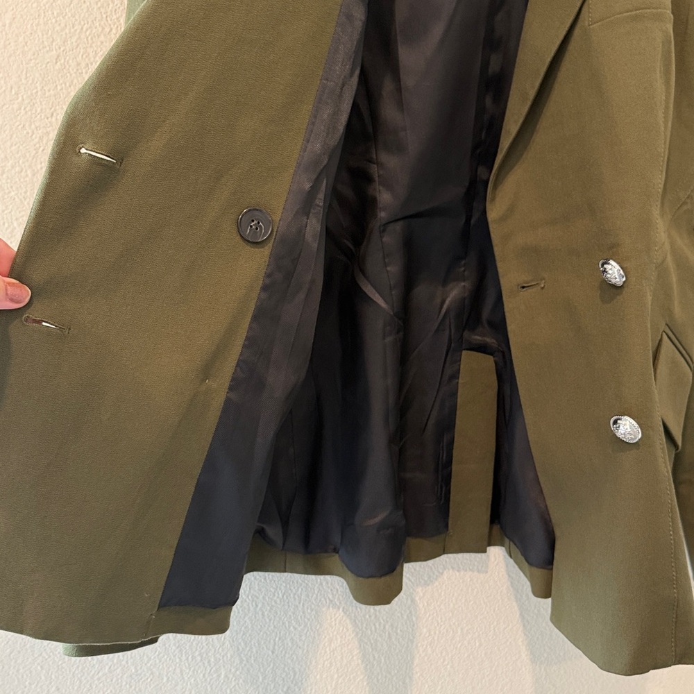Derek Lam 10 Crosby Ady Double-Breasted Blazer Women’s Size 12 Army Green - Picture 7 of 12
